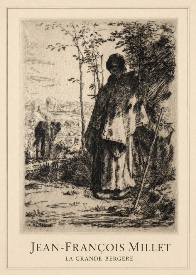 Jean-François Millet La Grande Bergère No1 - Affiche