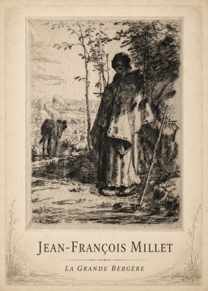 Jean-François Millet La Grande Bergère No3 - Affiche