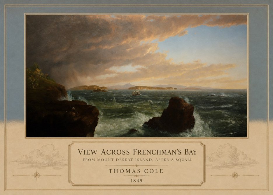 Thomas Cole View Across Frenchman's Bay from Mount Desert Island, After a Squall I No3 - Affiche