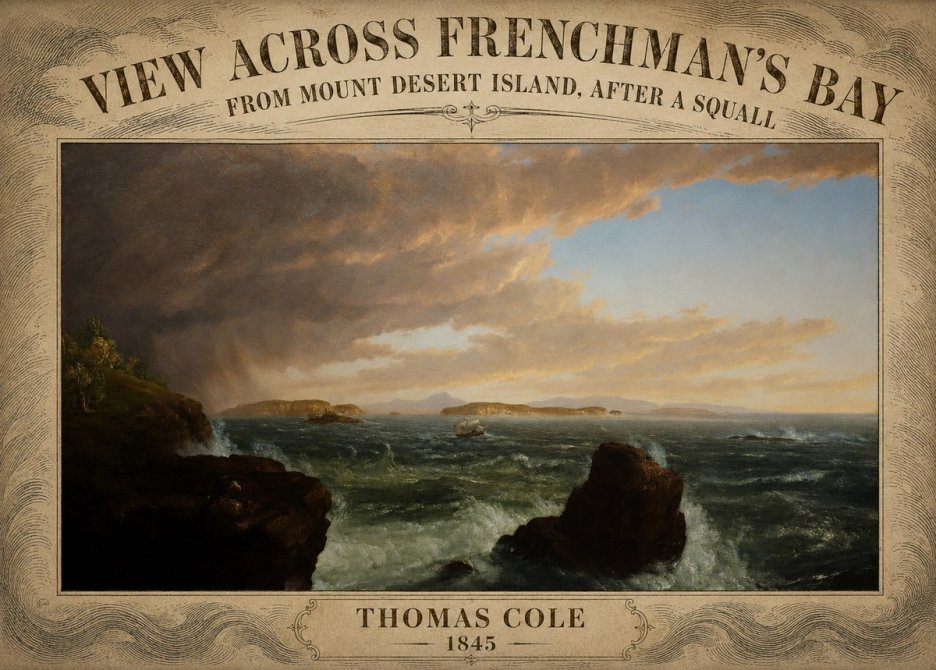 Thomas Cole View Across Frenchman's Bay from Mount Desert Island, After a Squall I No5 - Affiche
