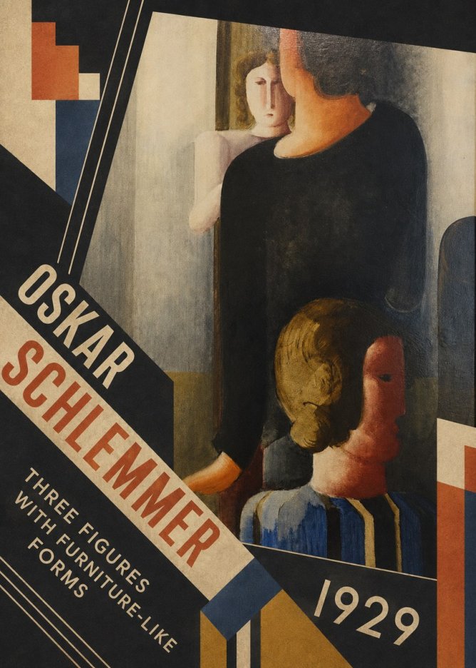 Oskar Schlemmer Three Figures with Furniture-like Forms No5 - Affiche