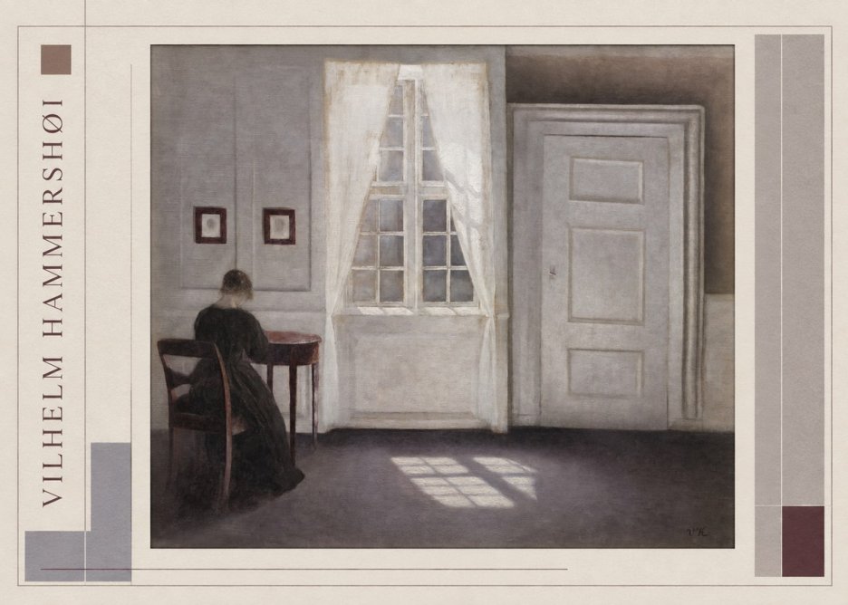 Vilhelm Hammershøi Interior with a Woman at a Table No2 - Affiche