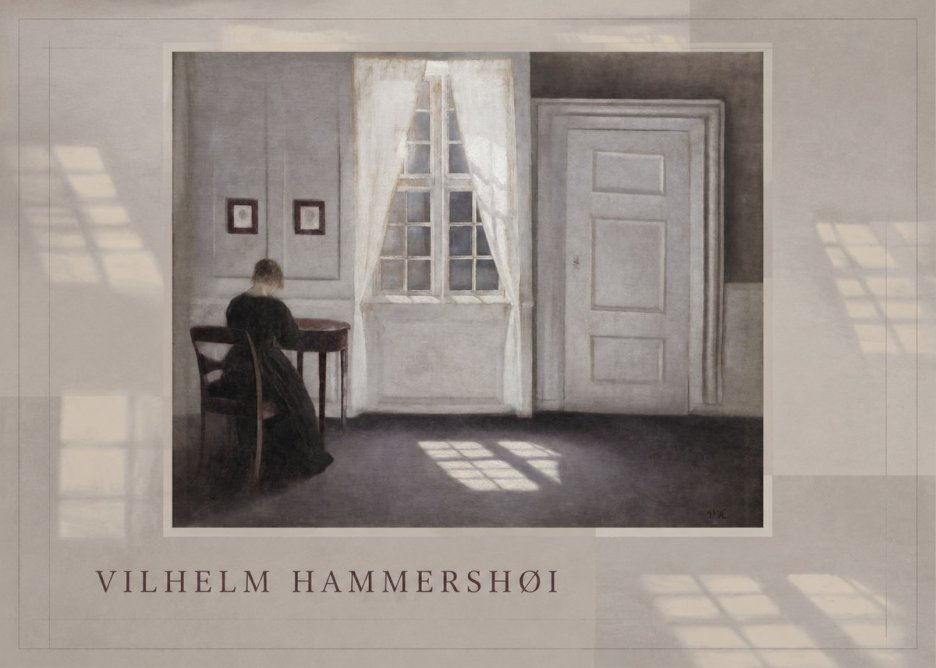 Vilhelm Hammershøi Interior with a Woman at a Table No3 - Affiche