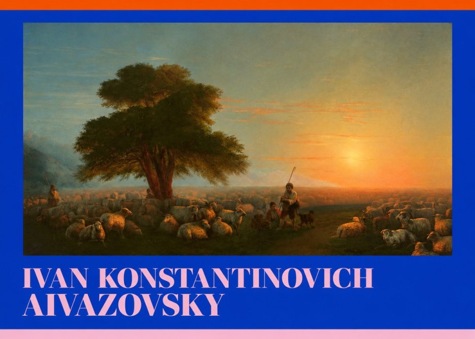 Ivan Konstantinovich Aivazovsky Shepherd with Flock at Sunset No6 - Affiche