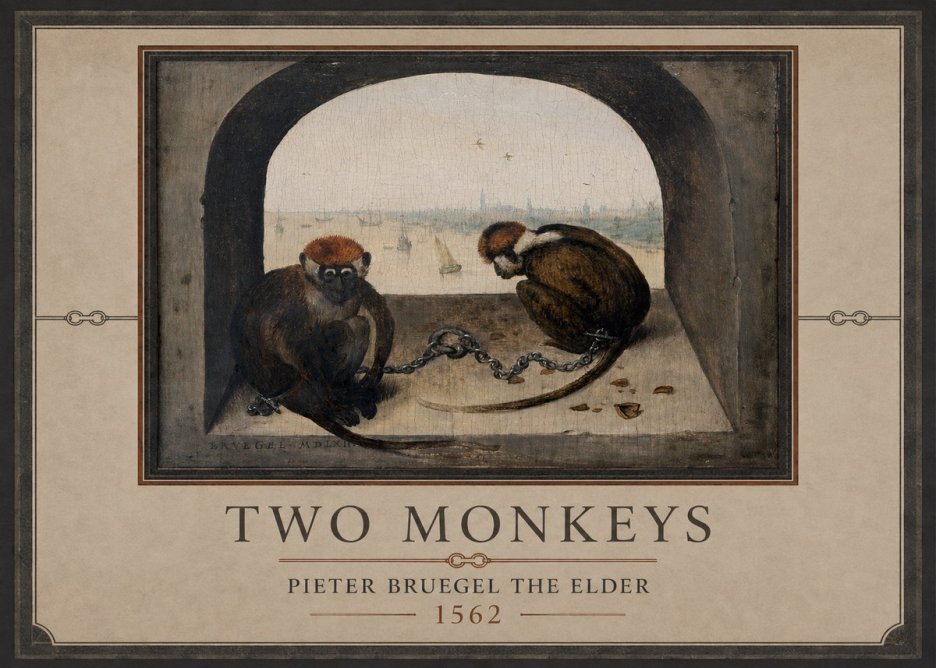 Pieter Bruegel Two Monkeys II No1 - Affiche