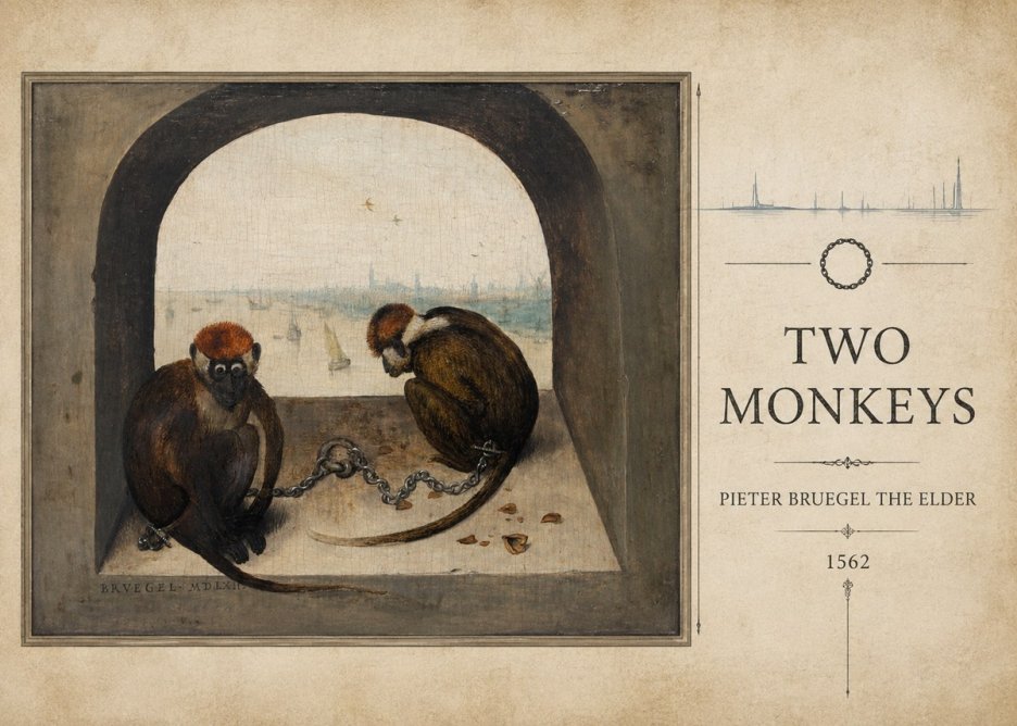 Pieter Bruegel Two Monkeys II No3 - Affiche