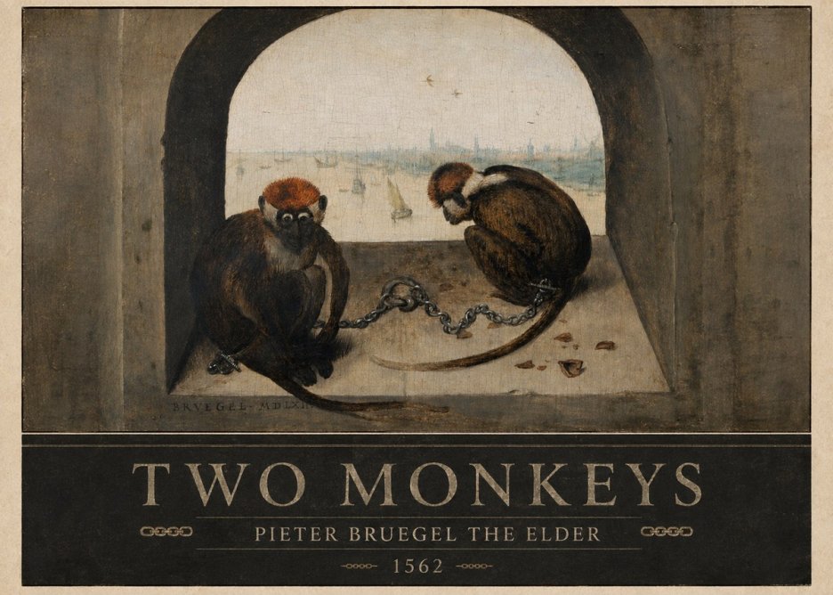 Pieter Bruegel Two Monkeys II No4 - Affiche