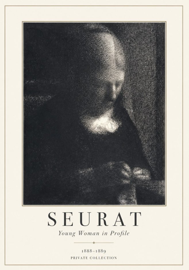 Seurat Young Woman in Profile No1 - Affiche