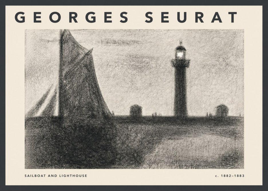 Seurat Sailboat and Lighthouse No2 - Affiche