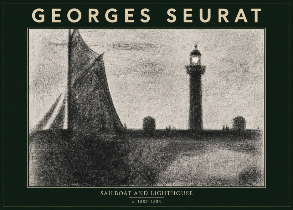 Seurat Sailboat and Lighthouse No5 - Affiche