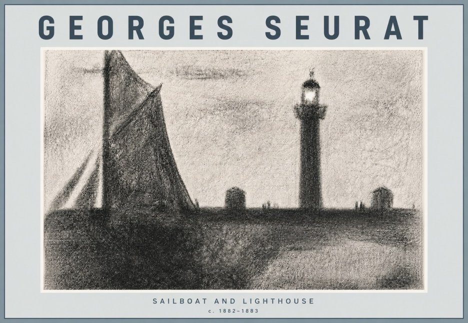 Seurat Sailboat and Lighthouse No6 - Affiche