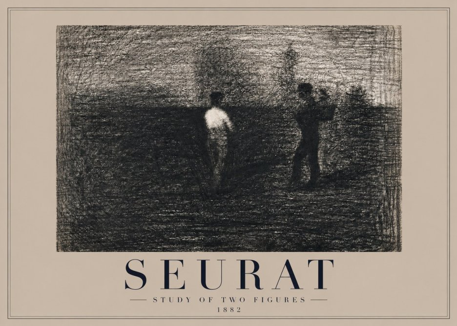 Seurat Study of Two Figures No2 - Affiche