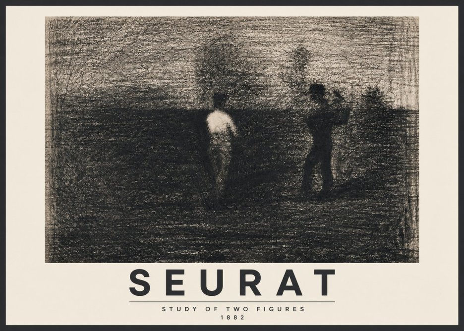 Seurat Study of Two Figures No3 - Affiche