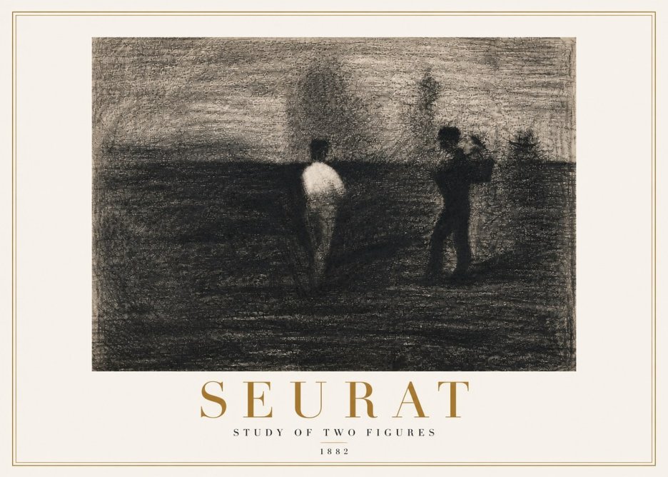 Seurat Study of Two Figures No4 - Affiche