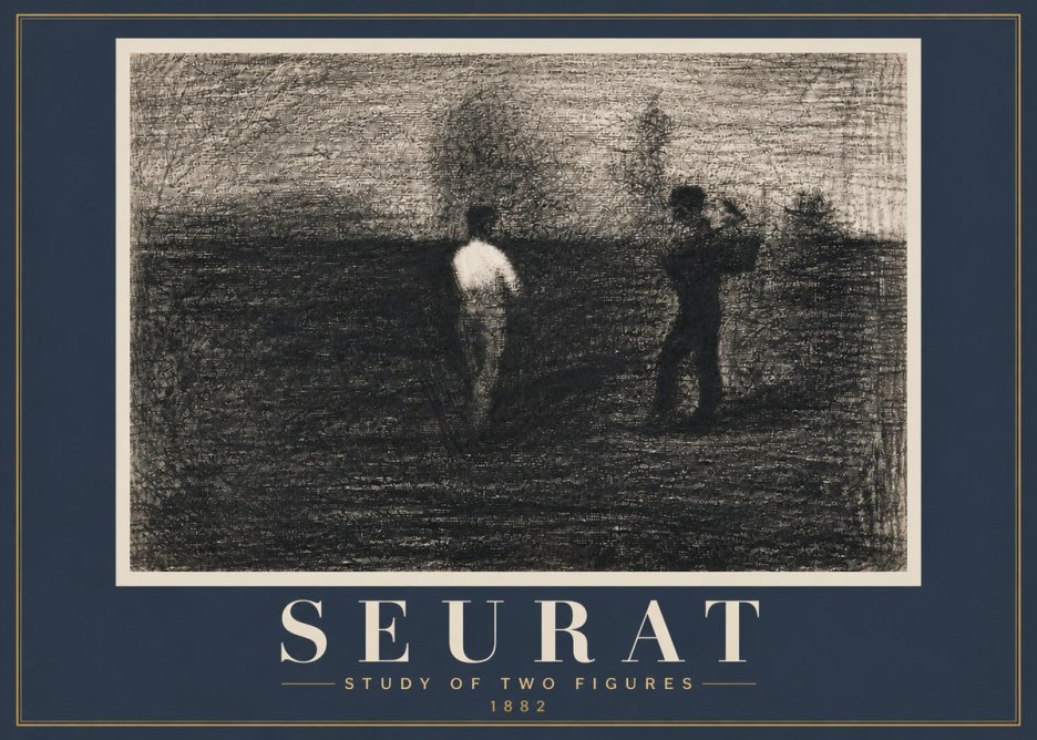 Seurat Study of Two Figures No6 - Affiche