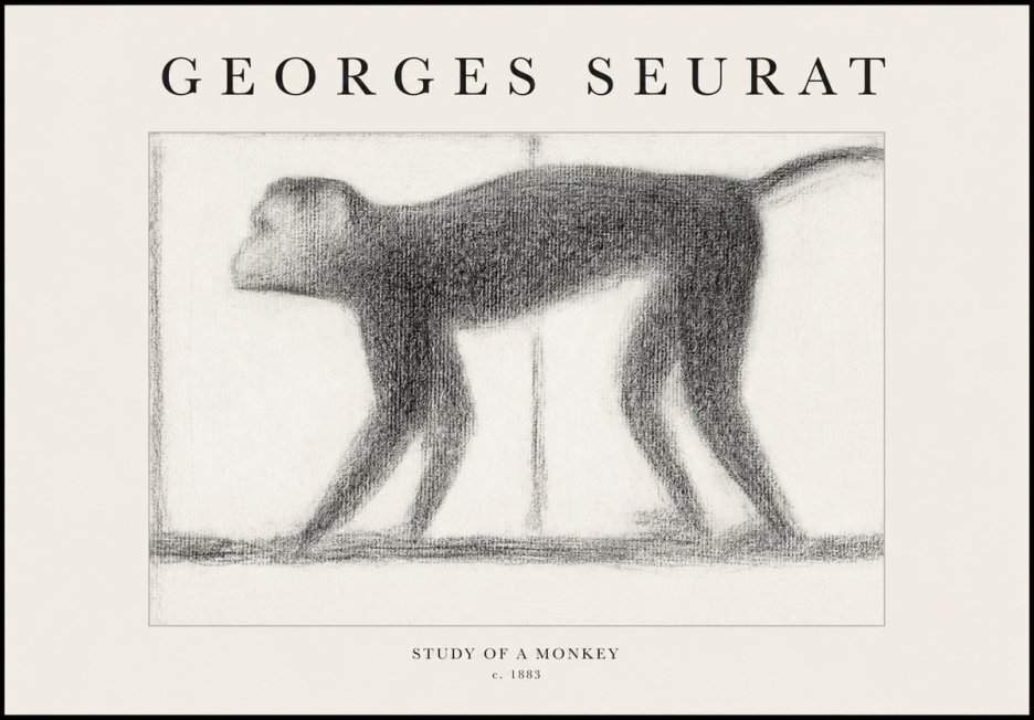 Seurat Study of a Monkey No1 - Affiche