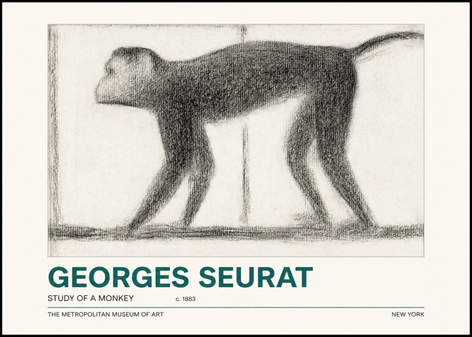 Seurat Study of a Monkey No2 - Affiche