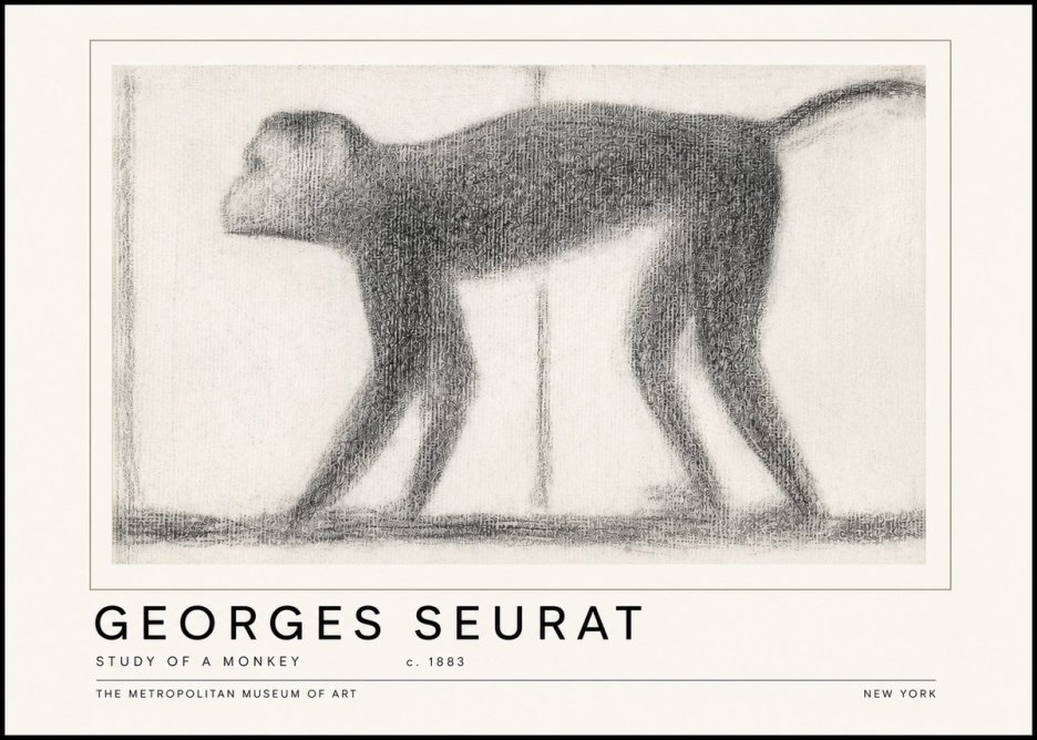 Seurat Study of a Monkey No6 - Affiche