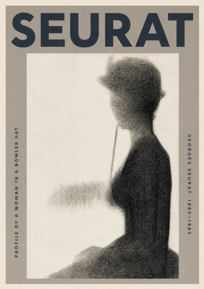 Seurat Profile of a Woman in a Bowler Hat No3 - Affiche