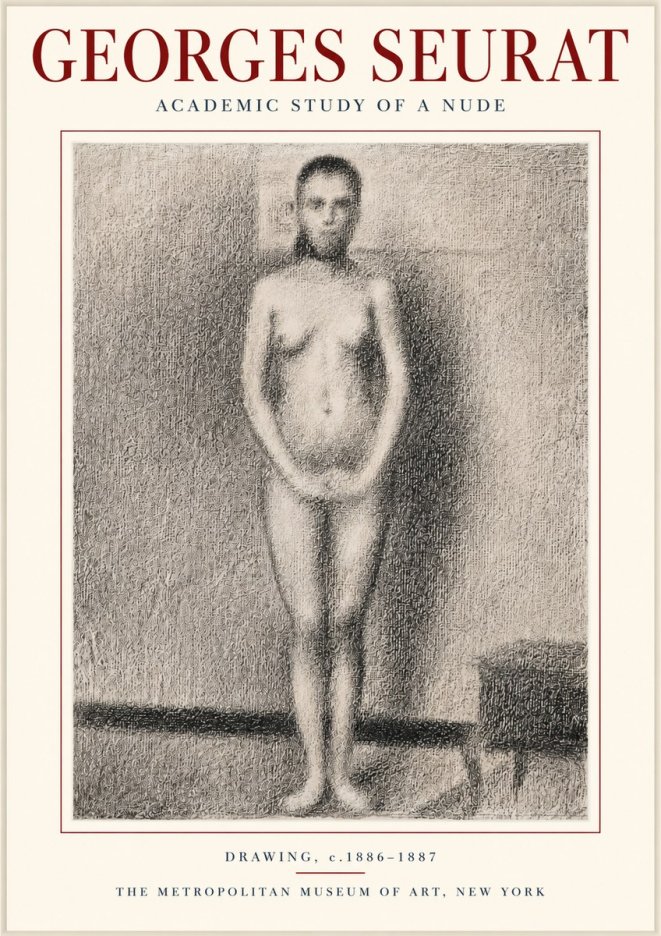 Seurat Academic Study of a Nude No3 - Affiche