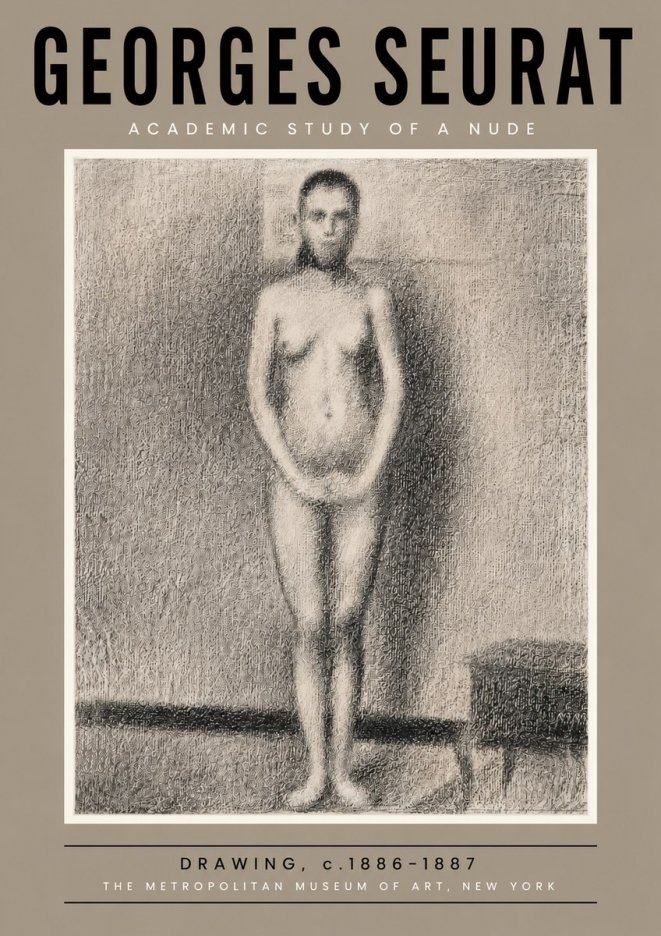 Seurat Academic Study of a Nude No4 - Affiche
