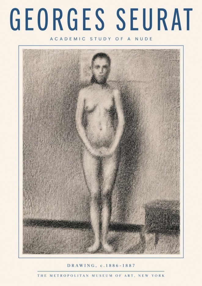 Seurat Academic Study of a Nude No5 - Affiche