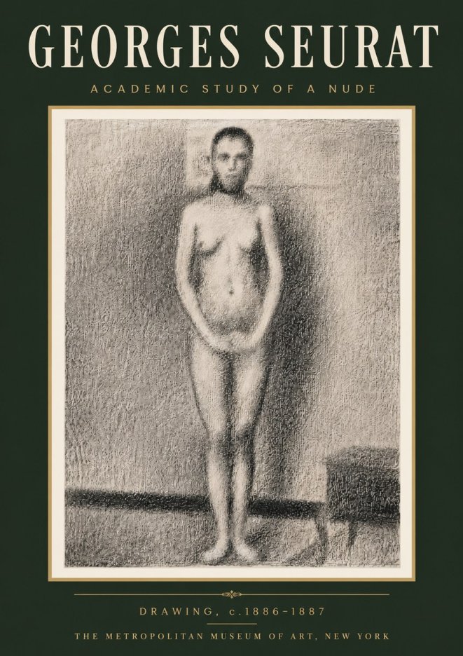 Seurat Academic Study of a Nude No6 - Affiche