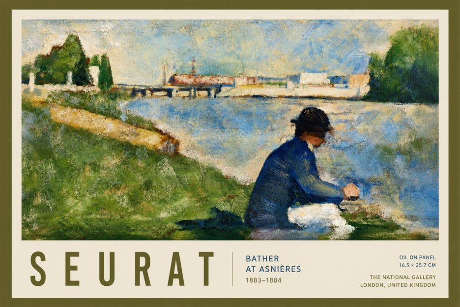 Seurat Bather at Asnières No4 - Affiche