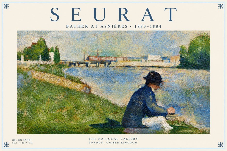 Seurat Bather at Asnières No5 - Affiche