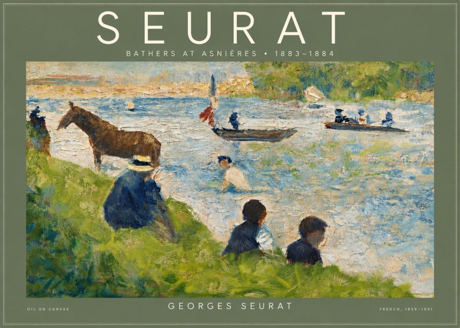 Seurat Bathers at Asnières II No4 - Affiche