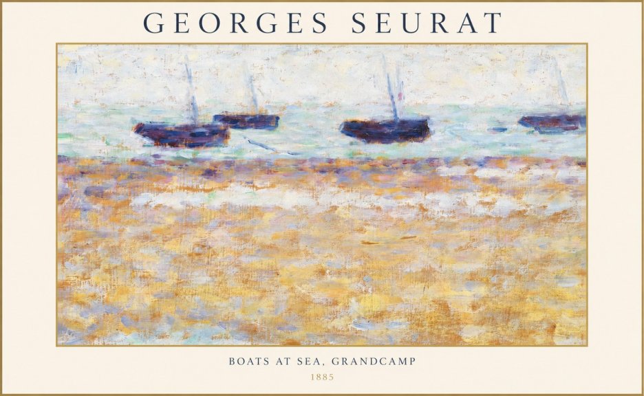 Seurat Boats at Sea, Grandcamp No1 - Affiche