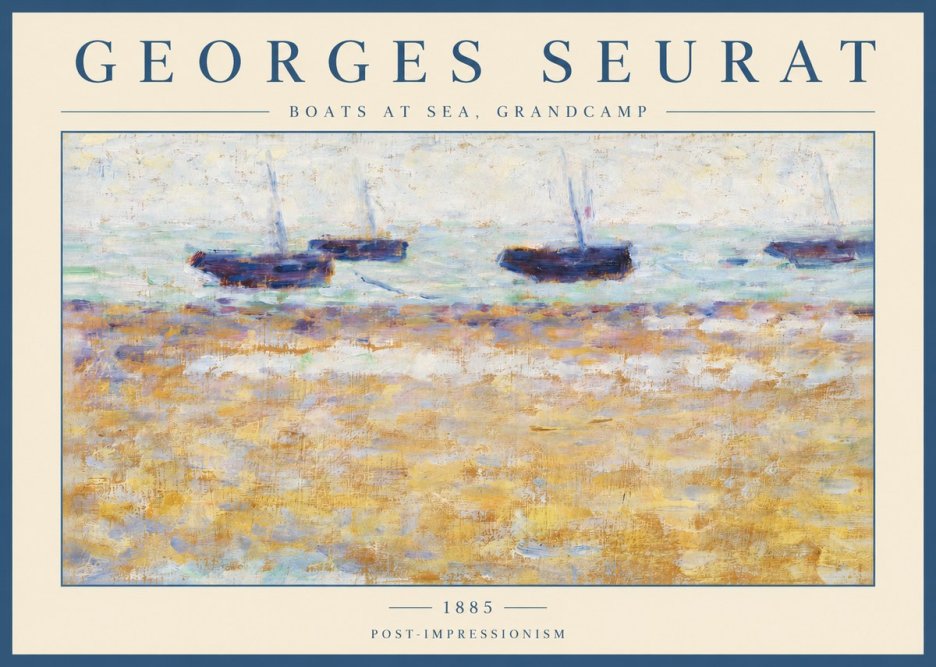 Seurat Boats at Sea, Grandcamp No2 - Affiche
