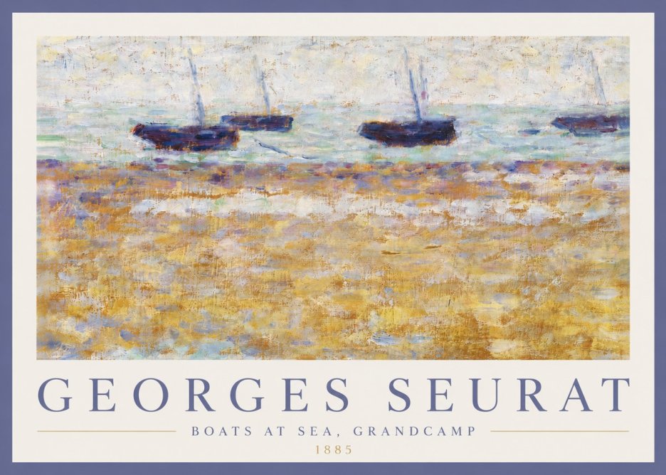 Seurat Boats at Sea, Grandcamp No4 - Affiche