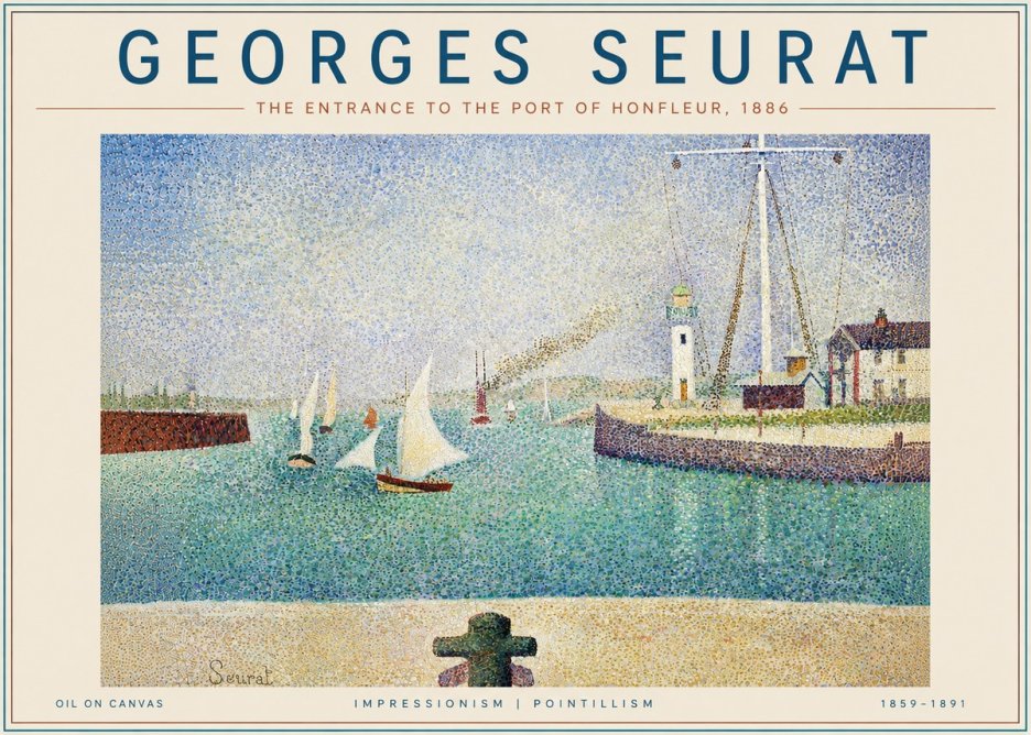Seurat The Entrance to the Port of Honfleur, 1886 No4 - Affiche
