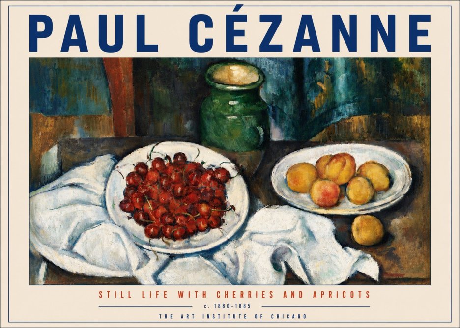 Paul Cézanne Still Life with Cherries and Apricots No4 - Affiche
