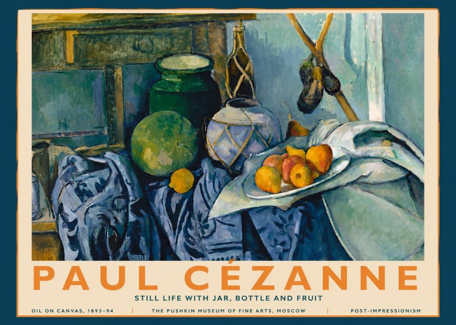 Paul Cézanne Still Life with Jar, Bottle and Fruit No3 - Affiche
