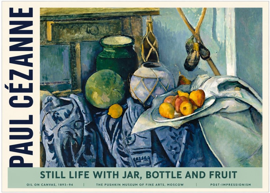 Paul Cézanne Still Life with Jar, Bottle and Fruit No4 - Affiche