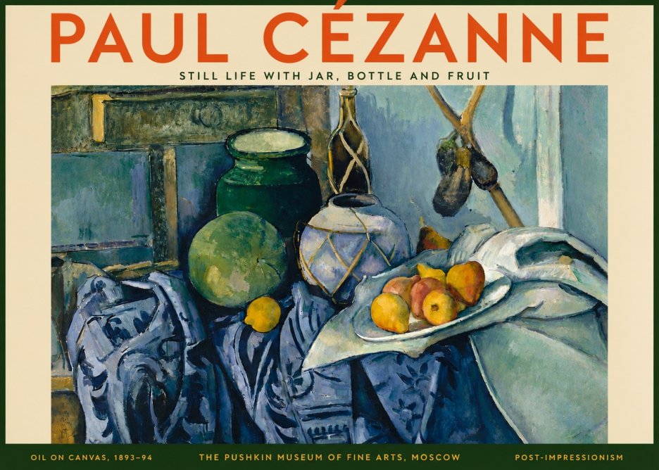 Paul Cézanne Still Life with Jar, Bottle and Fruit No5 - Affiche