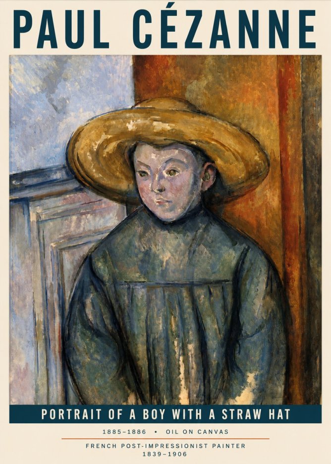 Paul Cézanne Portrait of a Boy with a Straw Hat No3 - Affiche