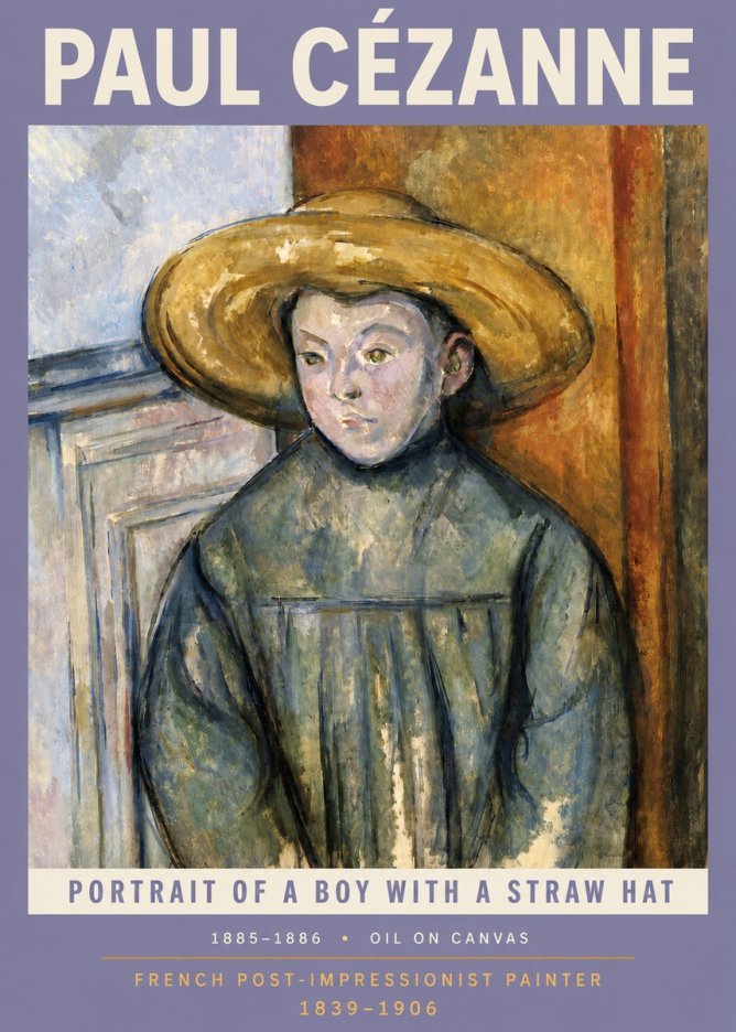 Paul Cézanne Portrait of a Boy with a Straw Hat No4 - Affiche