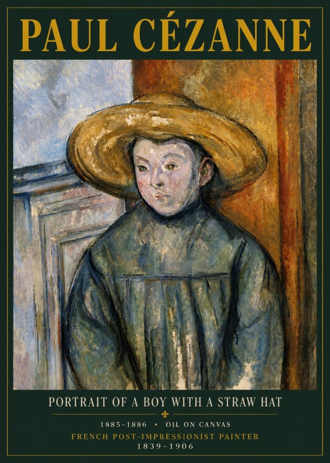 Paul Cézanne Portrait of a Boy with a Straw Hat No6 - Affiche