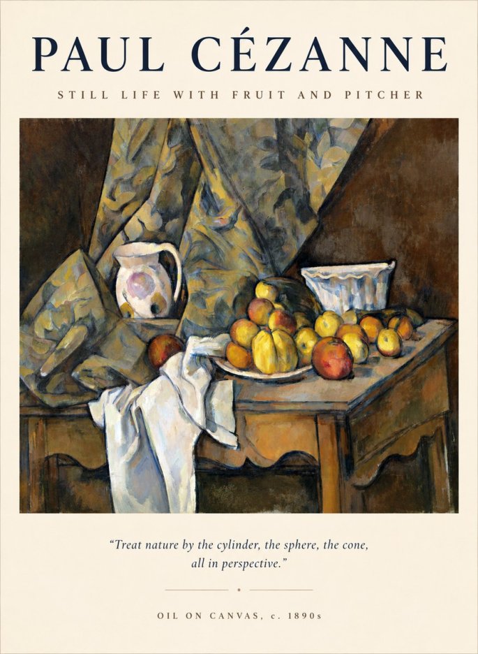 Paul Cézanne Still Life with Drapery, Pitcher and Fruit No2 - Affiche