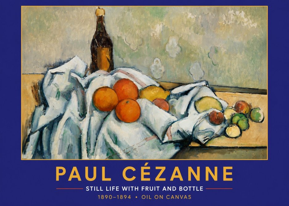 Paul Cézanne Still Life with Fruit and Bottle No2 - Affiche