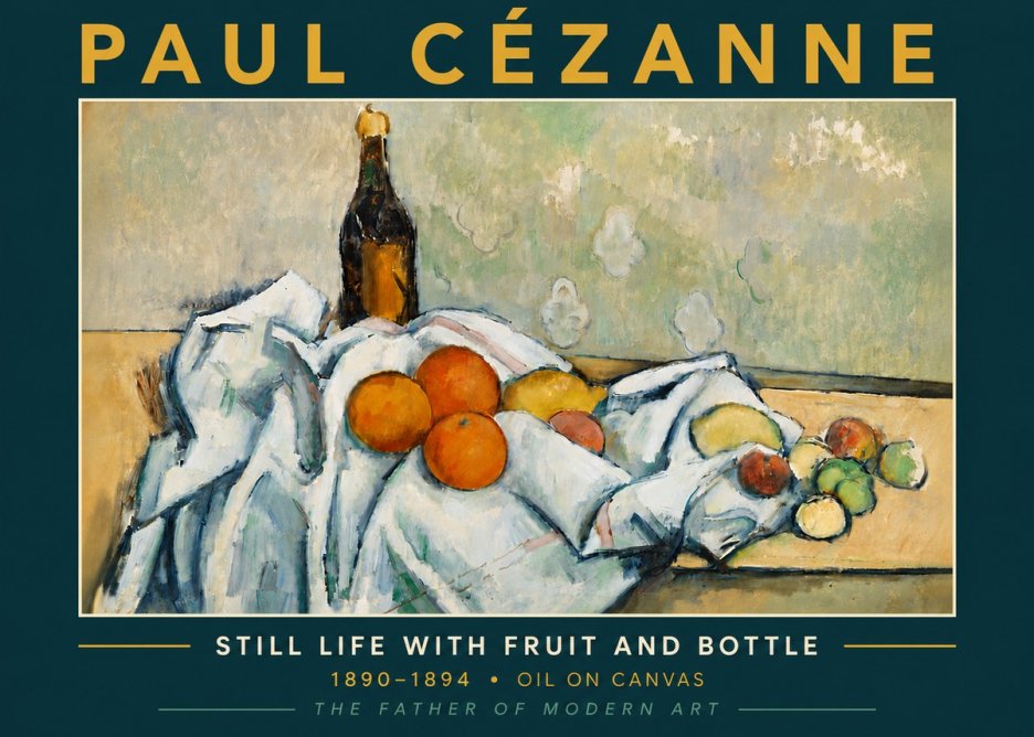 Paul Cézanne Still Life with Fruit and Bottle No5 - Affiche