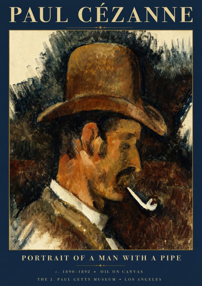 Paul Cézanne Portrait of a Man with a Pipe No5 - Affiche