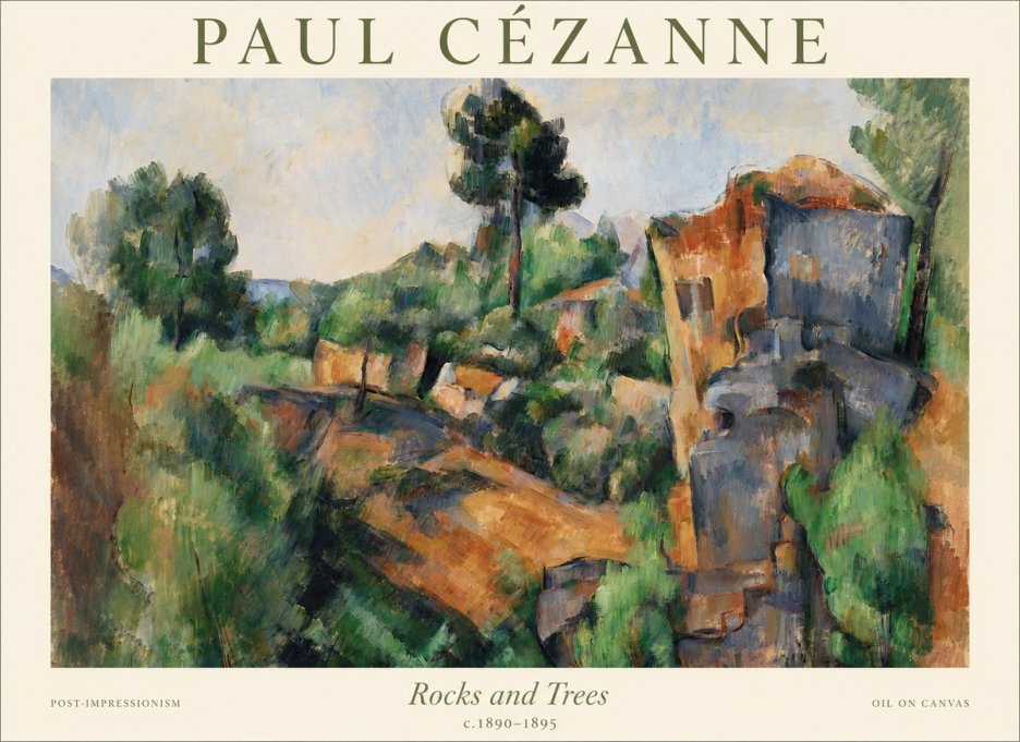 Paul Cézanne Rocks and Trees I No1 - Affiche