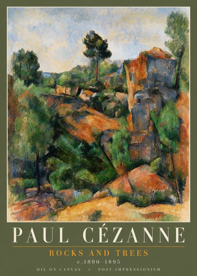 Paul Cézanne Rocks and Trees I No3 - Affiche