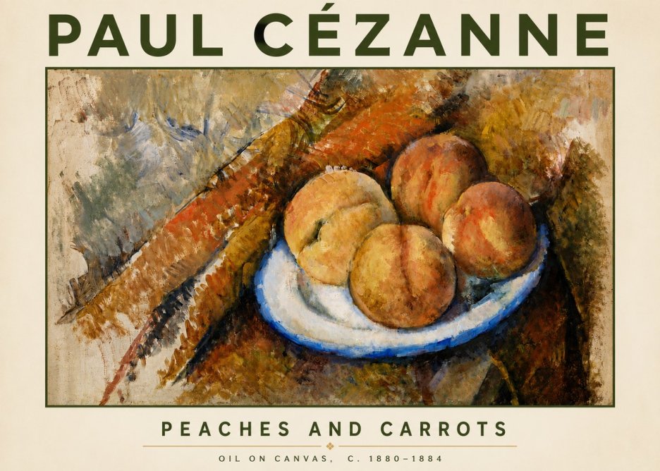 Paul Cézanne Peaches and Carrots No4 - Affiche