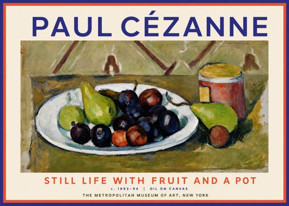 Paul Cézanne Still Life with Fruit and a Pot No2 - Affiche