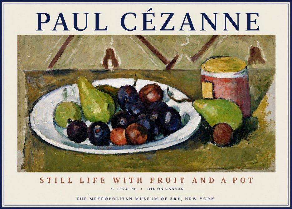 Paul Cézanne Still Life with Fruit and a Pot No5 - Affiche
